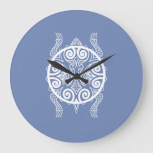 Tiki Warrior Turtle Tattoo Große Wanduhr