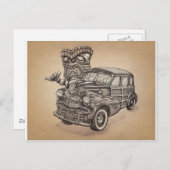 Tiki Woodie Postkarte (Vorne/Hinten)