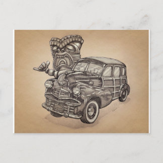 Tiki Woodie Postkarte