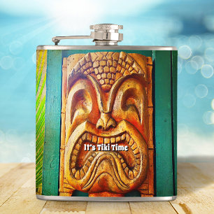Tiki-Zeit Tropisch Cool Lustig Wild Vintage Retro Flachmann
