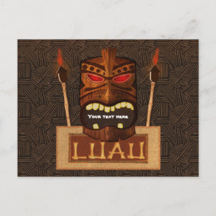 Tikinmaske aus Holz Vintag Retro LUAU Aloha Party Einladungspostkarte