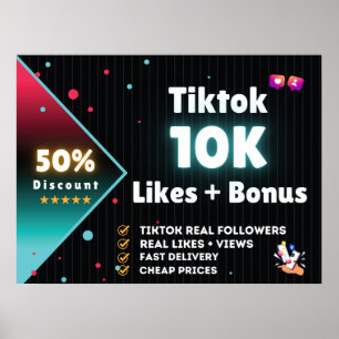 Tiktok 10K Likes + 100K Ansichten KOSTENLOS Poster