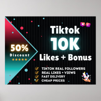 Tiktok 10K Likes + 100K Ansichten KOSTENLOS Poster