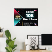 Tiktok 10K Likes + 100K Ansichten KOSTENLOS Poster (Heimbüro)
