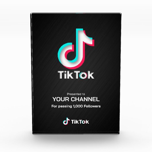 TikTok-Auszeichnung benutzerdefinierter Kanal Fotoblock (Vorderseite)