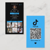 TikTok Blue Social Media QR-Code Visitenkarte (Vorne/Hinten)