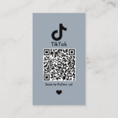 TikTok Dusty Blue Social Media QR Code Visitenkarte (Rückseite)