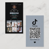 TikTok Dusty Blue Social Media QR Code Visitenkarte (Vorne/Hinten)