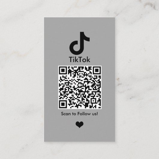 TikTok Gray Social Media QR-Code Visitenkarte (Rückseite)
