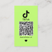 TikTok Lime Green Social Media QR-Code Visitenkarte (Rückseite)
