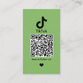 TikTok Money Green QR Code Social Media Visitenkarte (Rückseite)