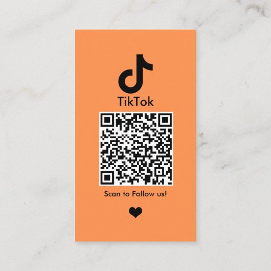 TikTok Orange Social Media QR-Code Visitenkarte (Rückseite)
