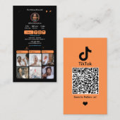 TikTok Orange Social Media QR-Code Visitenkarte (Vorne/Hinten)