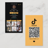 TikTok Peach Social Media QR Code Visitenkarte (Vorne/Hinten)
