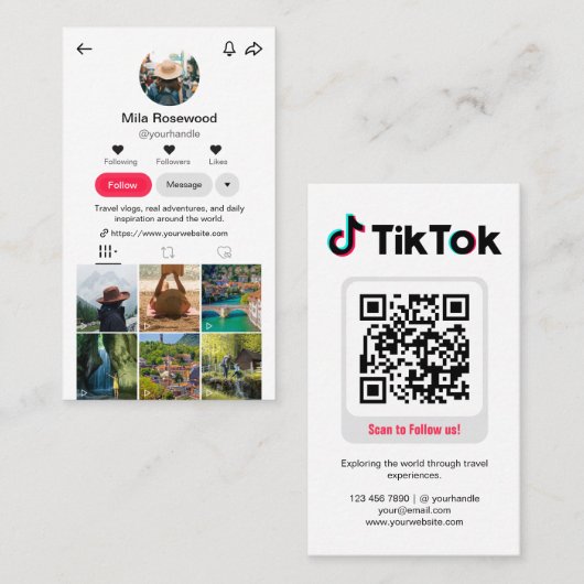 Tiktok-Profilfoto-Raster Folge mir QR-Code Visitenkarte (Vorne/Hinten)