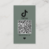 TikTok Sage Green Social Media QR-Code Visitenkarte (Rückseite)