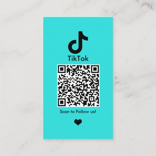 TikTok Türkise Social Media QR Code Visitenkarte (Rückseite)
