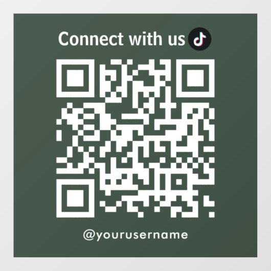 Tiktok Verbindung mit dem QR Code Forest Green Fensteraufkleber (Blatt)