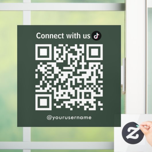 Tiktok Verbindung mit dem QR Code Forest Green Fensteraufkleber (Zuhause)
