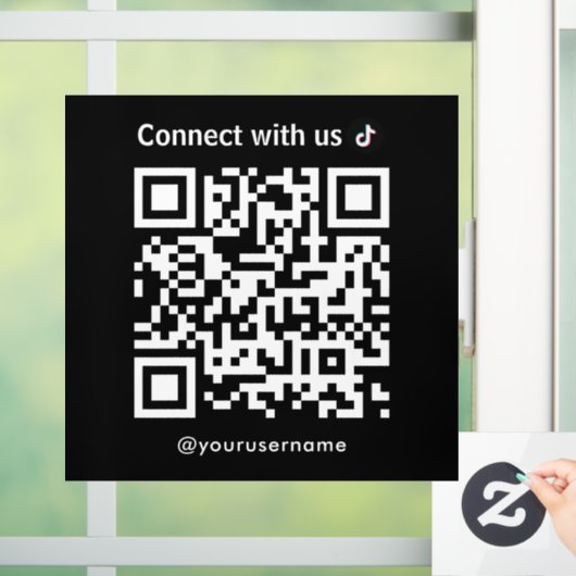 Tiktok Verbindung mit USB QR Code Schwarz Fensteraufkleber (Zuhause)