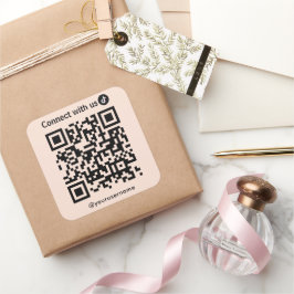 Tiktok Verbindung mit USB QR-Code Soft Peach Quadratischer Aufkleber