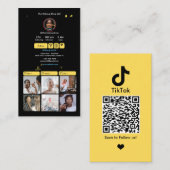 TikTok Yellow Social Media QR-Code Visitenkarte (Vorne/Hinten)