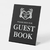 Til Death Black Gothic Wedding Sign Our Guest Book Sockelschild (Vorderseite)