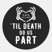 Til Death Black Skeleton Wedding Runder Aufkleber (Vorderseite)