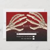 Til Death Blood Red Skeleton Gold Wedding RSVP Einladung (Vorderseite)