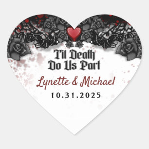 Til Death Blood Spritzer Halloween Heart Wedding H Herz-Aufkleber
