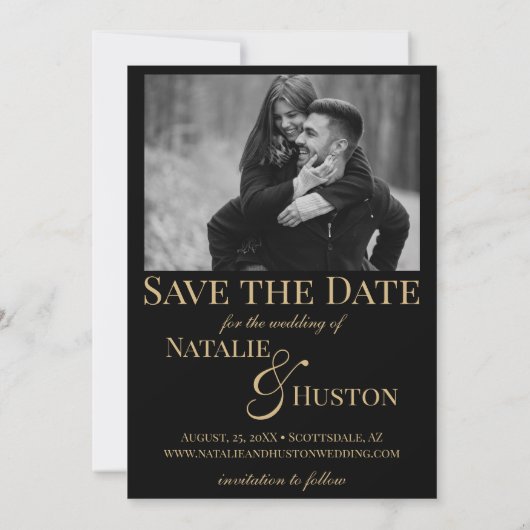 Til Death Cool Celestial Gothic Black Gold Wedding Save The Date (Rückseite)