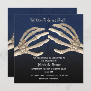 Til Death Do Blue Skeleton Gold Hochzeit Einladung