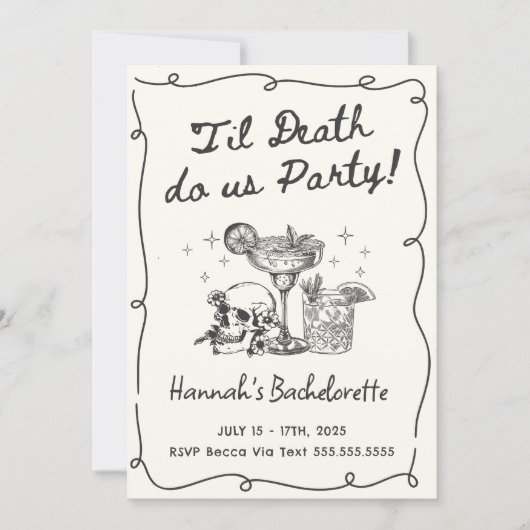 Til Death Do Uns Party Bachelorette Cocktail Einladung (Vorderseite)