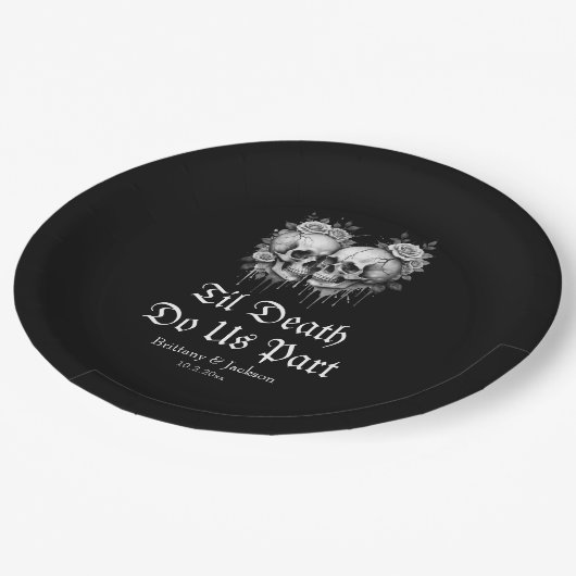 Til Death Do Uns Party Halloween Brautparty Pappteller (Schrägansicht)