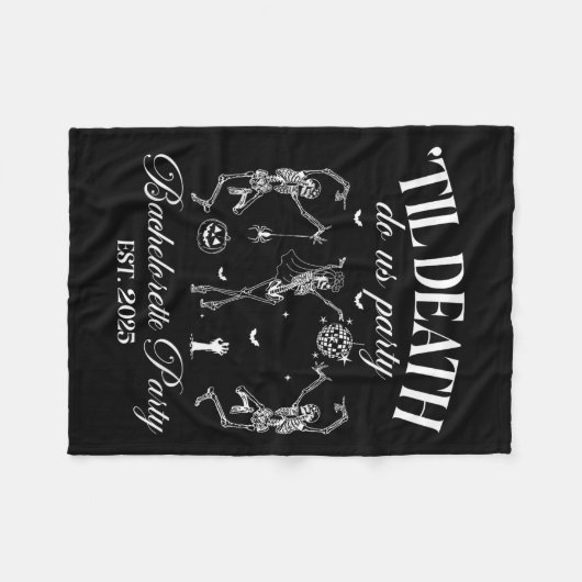 Til Death Do Uns Party Retro Halloween Bachelorett Fleecedecke (Vorderseite (Horizontal))
