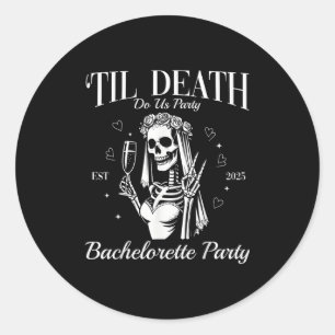 Til Death Do Uns Party Retro Halloween Bachelorett Runder Aufkleber