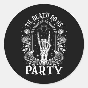 Til Death Do Uns Party Retro Halloween Chelorette Runder Aufkleber