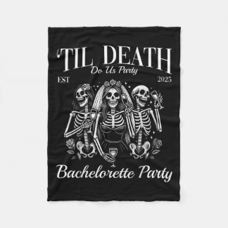 Til Death Do Uns Party Retro Skeleton Bachelorette Fleecedecke
