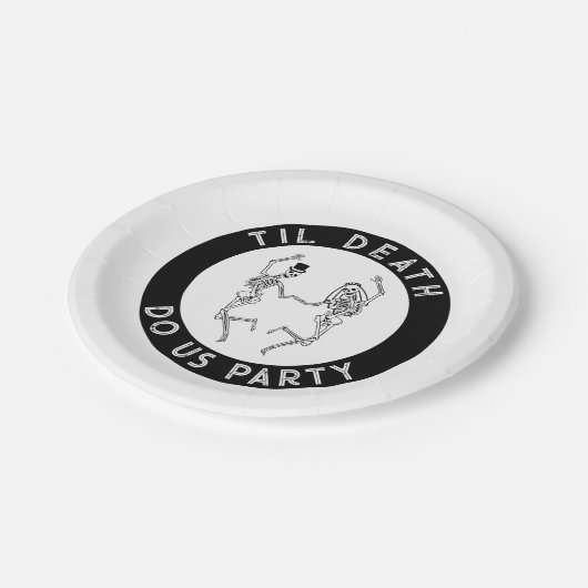 Til Death Do Uns Party Skeleton Couple Bachelorett Pappteller (Schrägansicht)