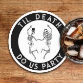 Til Death Do Uns Party Skeleton Couple Bachelorett Runder Pappuntersetzer