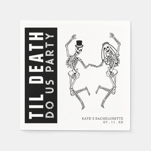 Til Death Do Uns Party Skeleton Couple Bachelorett Serviette (Vorderseite)