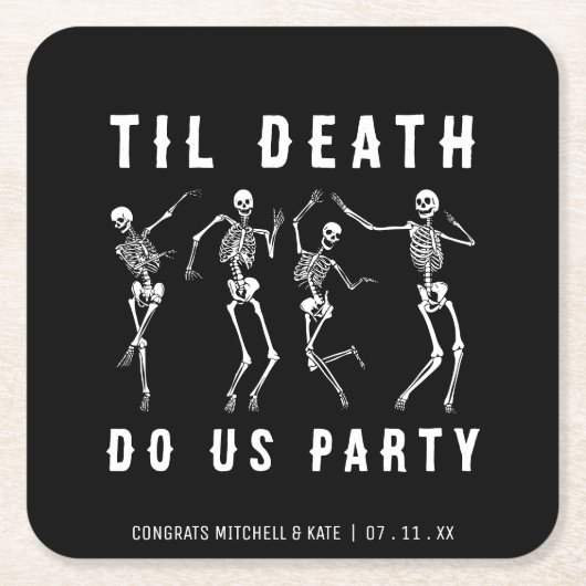 Til Death Do Uns Party Skeletton Junggeselinnen-Ab Rechteckiger Pappuntersetzer (Vorderseite)