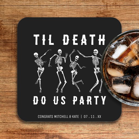 Til Death Do Uns Party Skeletton Junggeselinnen-Ab Rechteckiger Pappuntersetzer