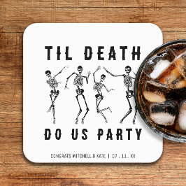 Til Death Do Uns Party Skeletton Junggeselinnen-Ab Rechteckiger Pappuntersetzer