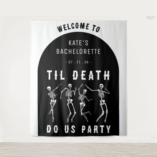 Til Death Do Uns Party Skeletton Junggeselinnen-Ab Wandteppich (Vorderseite)