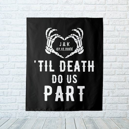 Til Death Do Uns Teil Background Wedding Party Cus Wandteppich