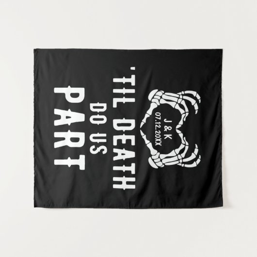 Til Death Do Uns Teil Background Wedding Party Cus Wandteppich (Vorderseite (Horizontal))