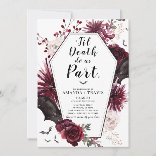 Til Death Do Uns Teil Engagement Party-Sarg Einladung (Vorderseite)