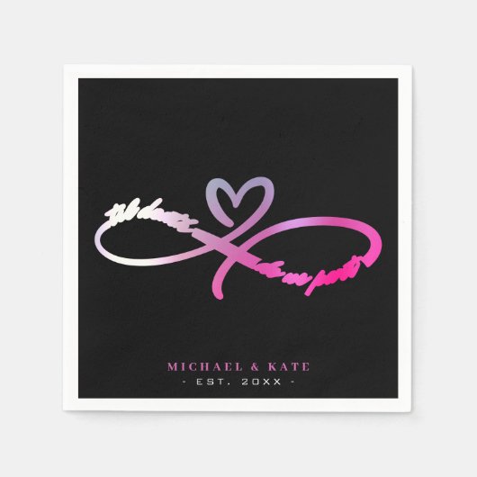 Til Death Do us Part Black & Pink Infinity Symbol Serviette (Vorderseite)