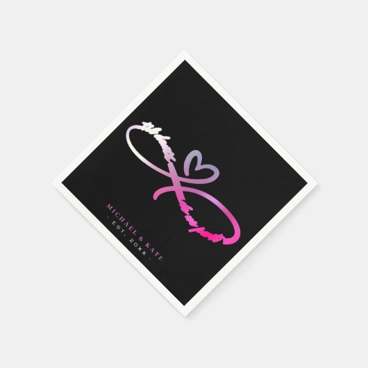 Til Death Do us Part Black & Pink Infinity Symbol Serviette (Ecke)